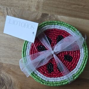 Beaded Watermelon Coasters - Set of 4